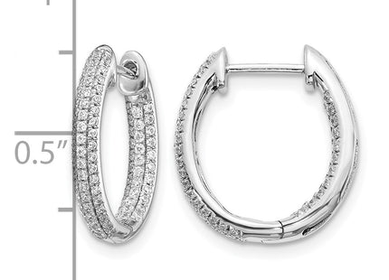 14K white gold diamond hoop earrings, further view