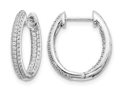 14K white gold diamond hoop earrings