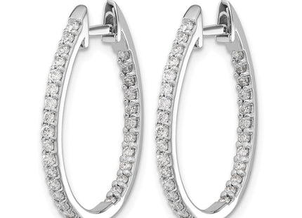 14K white gold diamond hoop earrings, alternate view