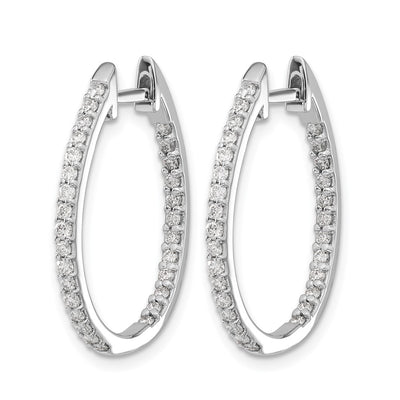 14K White Gold In/Out Diamond Hinged Hoop Earrings, 24 x 20mm