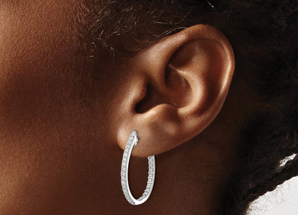 14K white gold diamond hoop earrings, another view