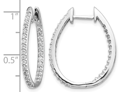 14K white gold diamond hoop earrings, further view