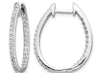 14K white gold diamond hoop earrings