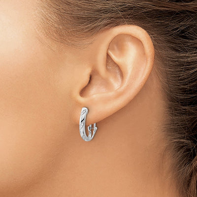 14K White Gold Diamond Omega Back Earrings