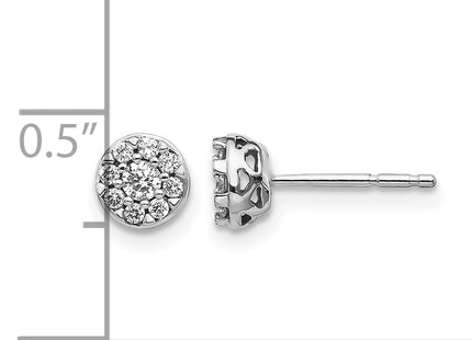 14k White Gold Diamond Cluster Earrings, 5.5 x 5.5mm