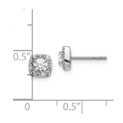 14K White Gold Square Cluster Diamond Earrings
