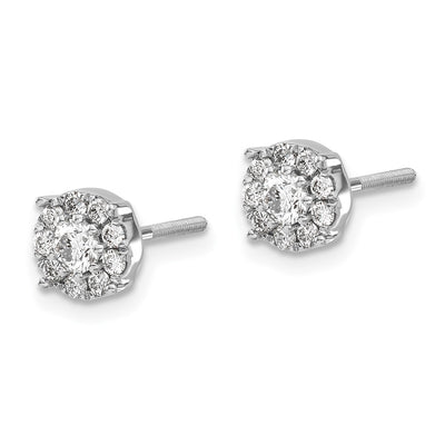 14K White Gold Cluster Diamond Screw Back Post Earrings