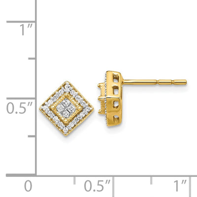 14K Polished Diamond Post Earrings