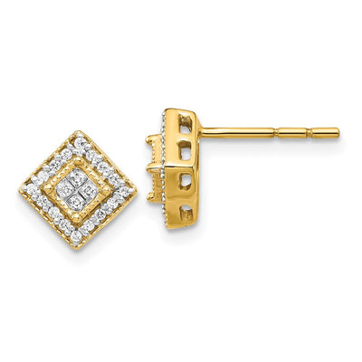 14K Polished Diamond Post Earrings