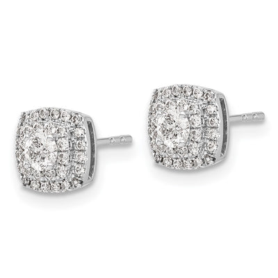 14K White Gold Diamond Halo Post Earrings