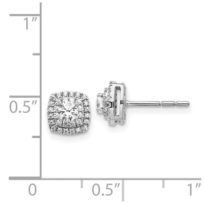 14K White Gold Diamond Halo Post Earrings