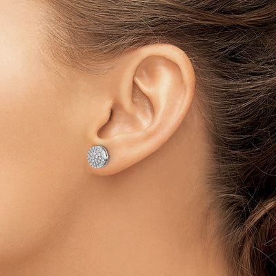 14K White Gold Diamond Round Cluster Post Earrings