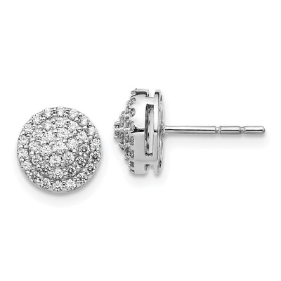 14K White Gold Diamond Round Cluster Post Earrings