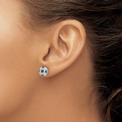 14K White Gold Fancy White and Black Diamond Post Earrings
