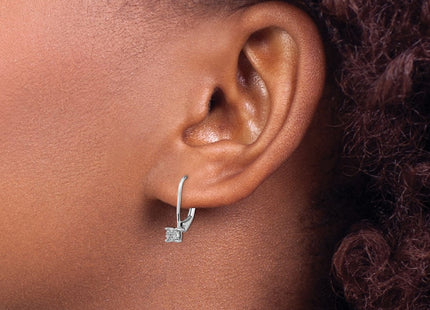 14K white gold diamond drop earrings, another view