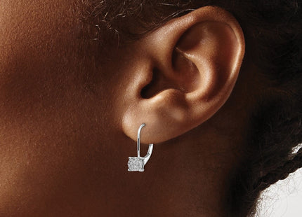 14K white gold diamond drop earrings, another view
