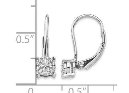 14K white gold diamond drop earrings, further view