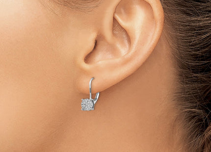 14K white gold diamond drop earrings, another view