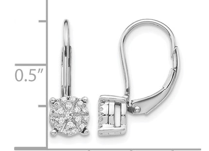 14K white gold diamond drop earrings, further view