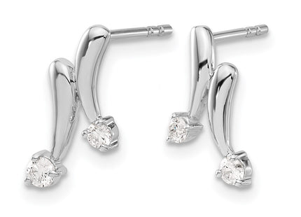 14K white gold diamond earrings, alternate view