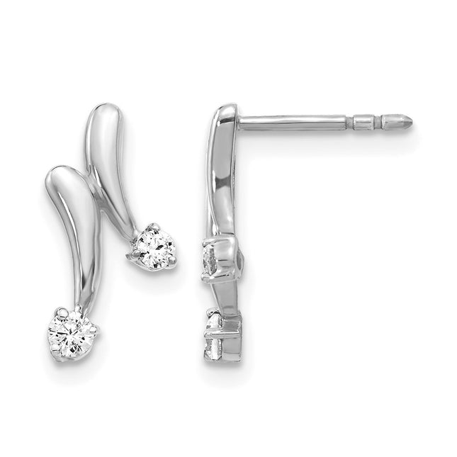 14k White Gold Diamond Earrings, 16 x 8mm