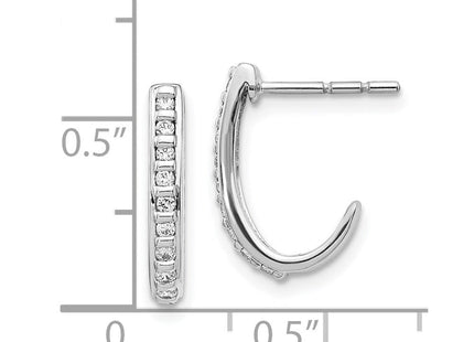 14k White Gold Diamond J-Hoop Post Earrings (Style EM5493-020-WA)