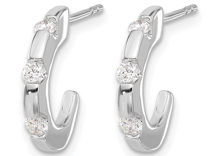 14K white gold diamond hoop earrings, alternate view