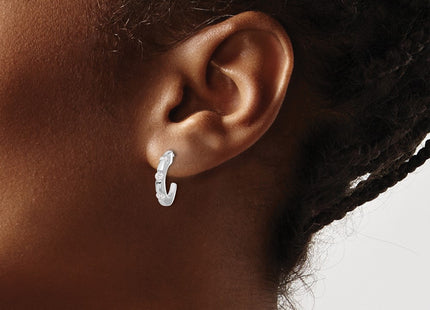 14K white gold diamond hoop earrings, another view