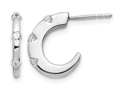 14K white gold diamond hoop earrings