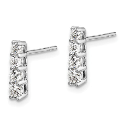 14K White Gold 4-stone Diamond Post Earrings