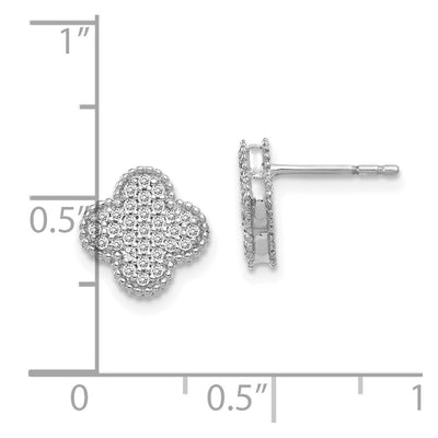 14K White Gold Diamond Quatrefoil Post Earrings