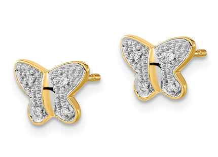 14k Yellow & Rhodium Earrings Style EM5504 - Classique Jewelry Inc.