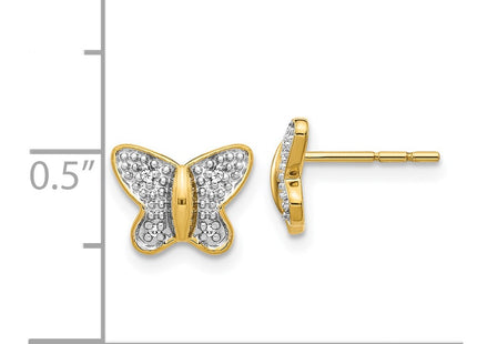 14k Yellow & Rhodium Earrings Style EM5504 - Classique Jewelry Inc.