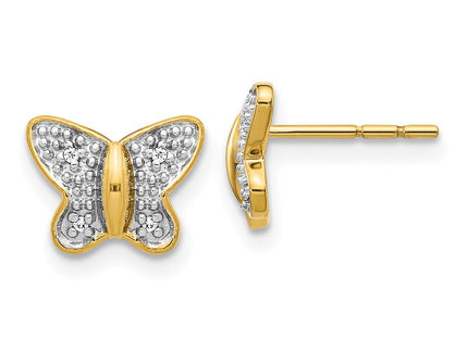 14k Yellow & Rhodium Earrings Style EM5504 - Classique Jewelry Inc.