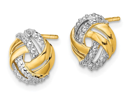 14k Yellow & Rhodium Earrings Style EM5509 - Classique Jewelry Inc.