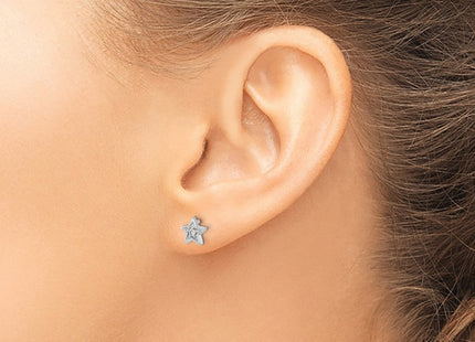14k White Gold Diamond Star Post Earrings (Style EM5510-005-WA)
