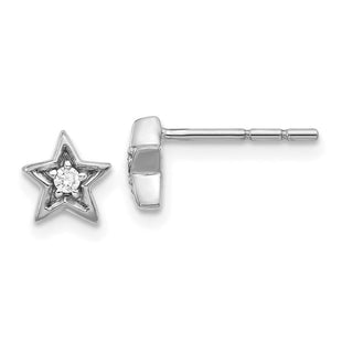 14k White Gold Diamond Star Post Earrings (Style EM5510-005-WA)
