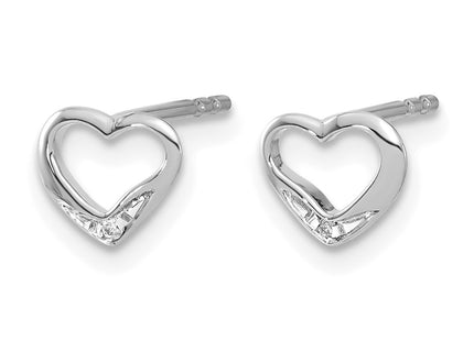 14K white gold diamond heart earrings, alternate view