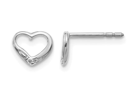 14K white gold diamond heart earrings