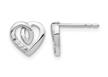 14K white gold diamond heart earrings