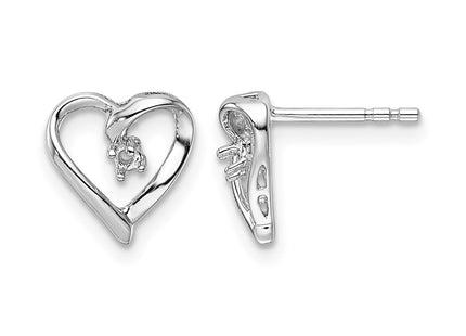 14K white gold diamond heart earrings