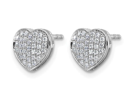 14K white gold diamond heart earrings, alternate view