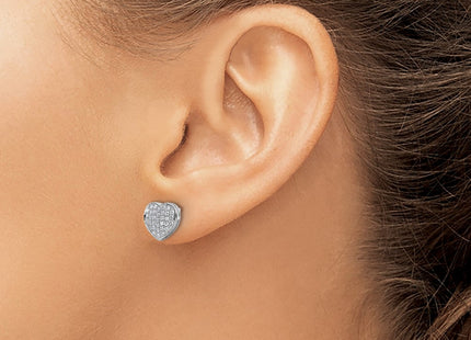 14K white gold diamond heart earrings, another view