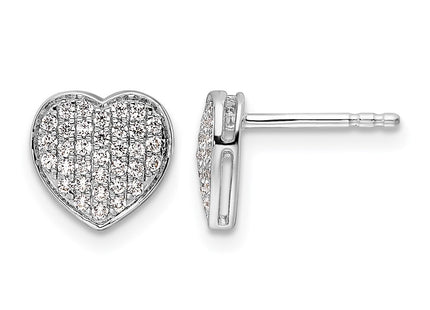 14K white gold diamond heart earrings