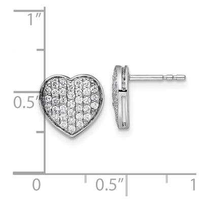 14K White Gold 1/2 carat Diamond Heart Post Earrings
