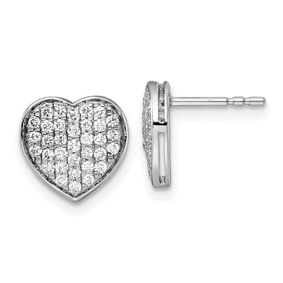 14K White Gold 1/2 carat Diamond Heart Post Earrings