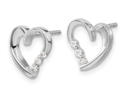 14k White Gold Diamond Heart Post Earrings (Style EM5528-013-WA)