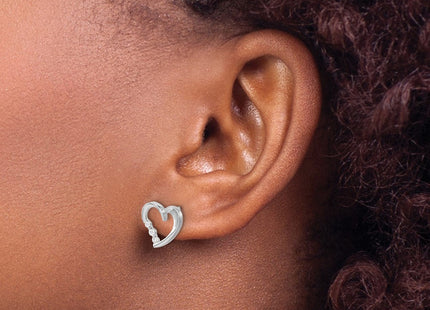 14k White Gold Diamond Heart Post Earrings (Style EM5528-013-WA)