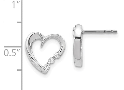 14k White Gold Diamond Heart Post Earrings (Style EM5528-013-WA)