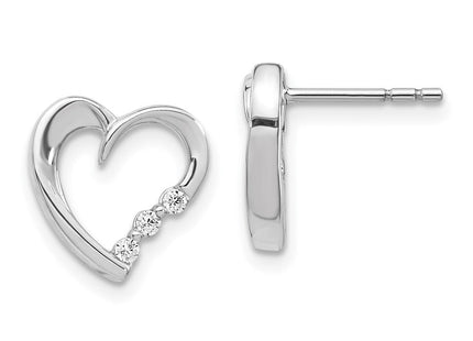14k White Gold Diamond Heart Post Earrings (Style EM5528-013-WA)